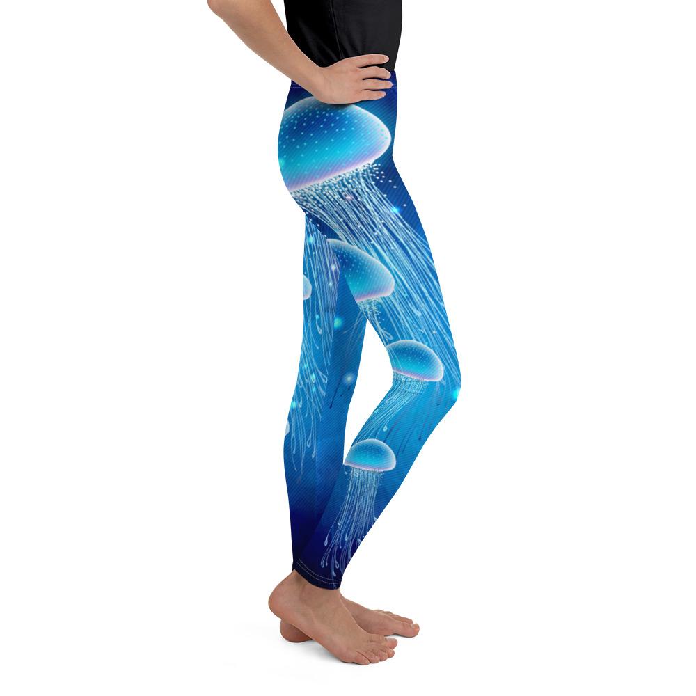 Youth Jellyfish Scuba Diving Leggings Blue/White/Aqua | Gearbunch.com