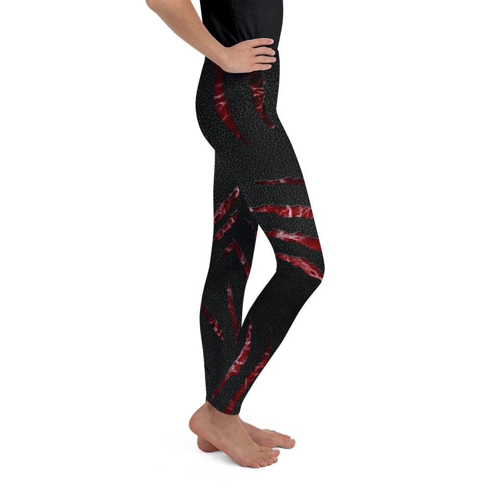 Youth Ripped Flesh Youth Leggings Red/Black | Gearbunch.com