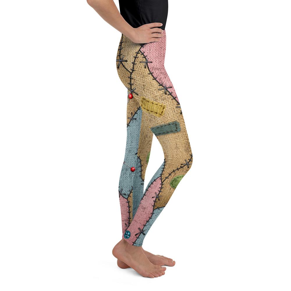 Youth Voodoo Doll Patch Leggings Brown/Blue/Pink | Gearbunch.com