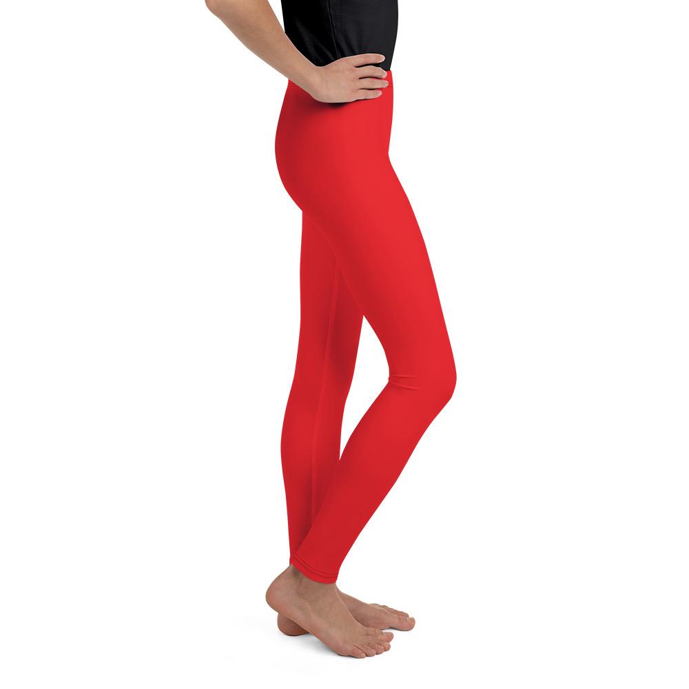 Youth Solid Hot Red Leggings | Gearbunch.com