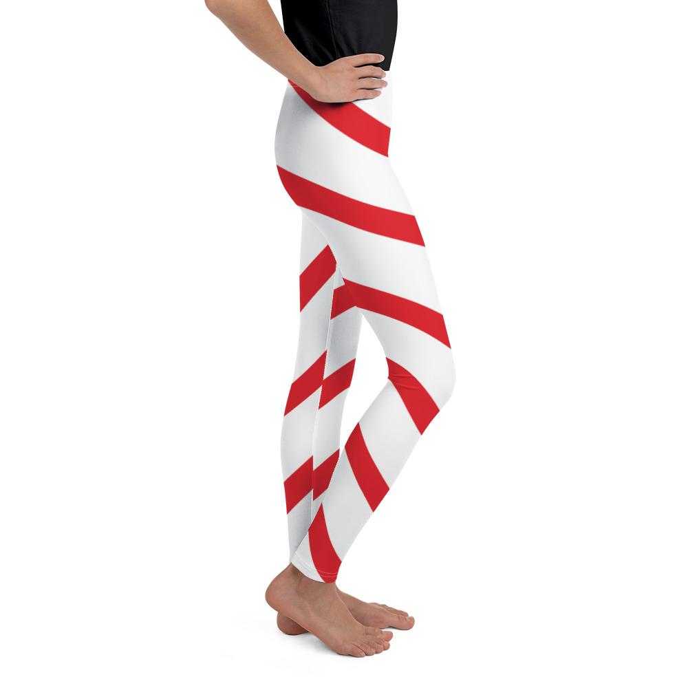 Youth Candy Cane Leggings Red/White | Gearbunch.com