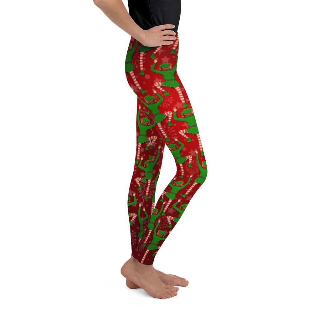 Youth Santa's Elves Leggings Red/Green/White | Gearbunch.com