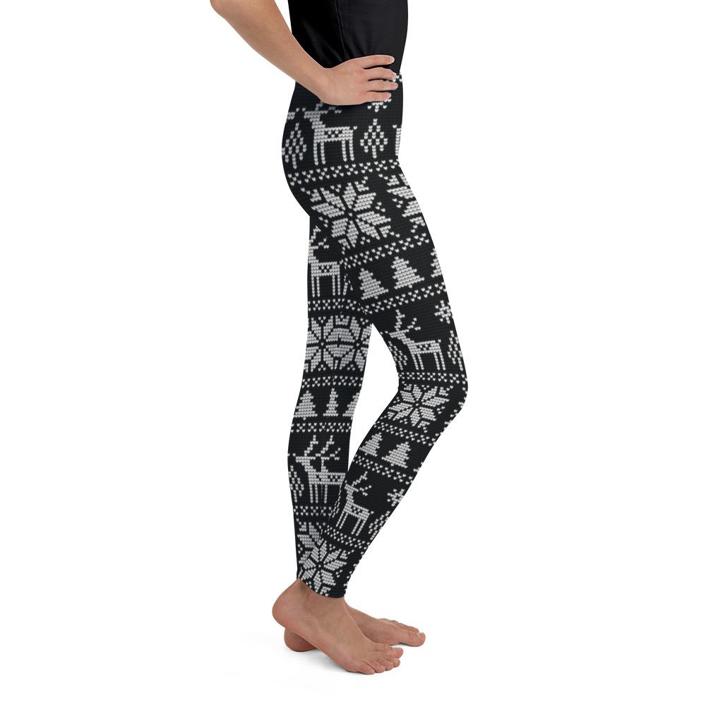 Youth B&W Ugly Christmas Leggings Black/White | Gearbunch.com