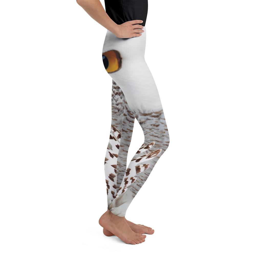 Youth Snowy Owl Eyes Leggings Brown/White | Gearbunch.com