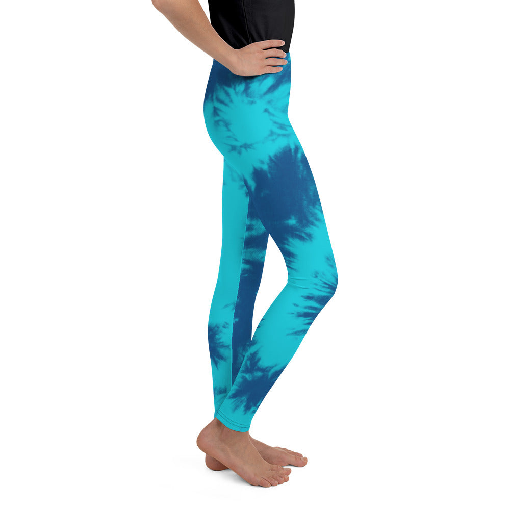 Youth Blue & Aqua Tie Dye Leggings | Gearbunch.com