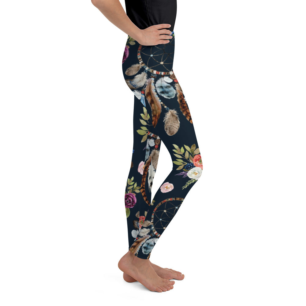 Youth Boho Dreamcatcher and Flowers Leggings | Gearbunch.com