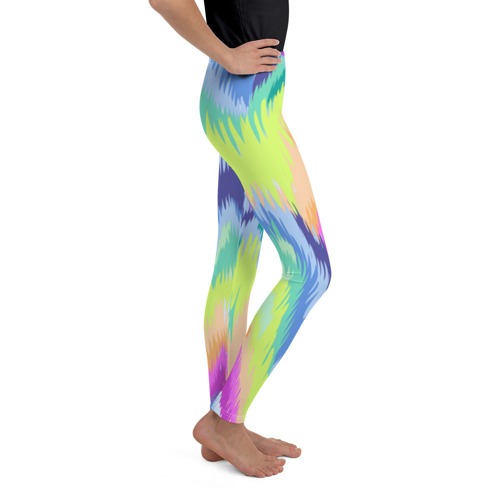 Youth Rave Sound Wave Leggings Yellow/Green/Pink | Gearbunch.com