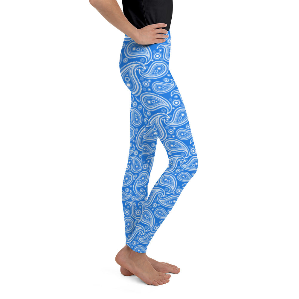 Youth Blue & White Paisley Leggings | Gearbunch.com