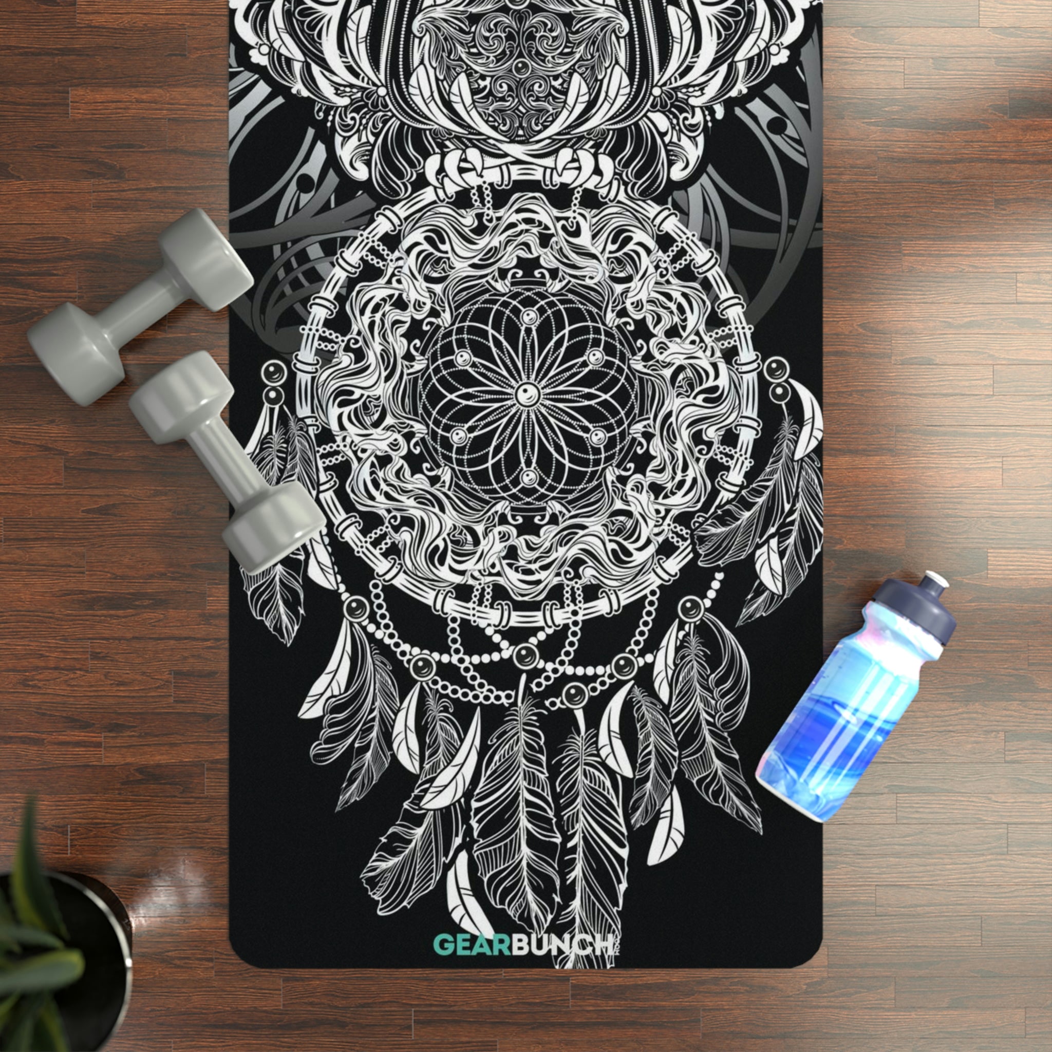 GearBunch Black & White Ornamental Owl Yoga Mat