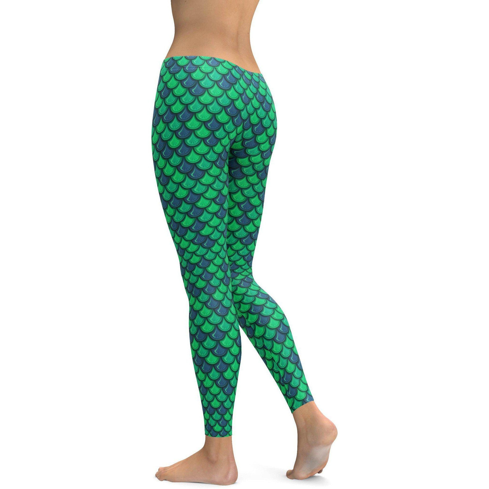 Green Mermaid Leggings - GearBunch Leggings / Yoga Pants