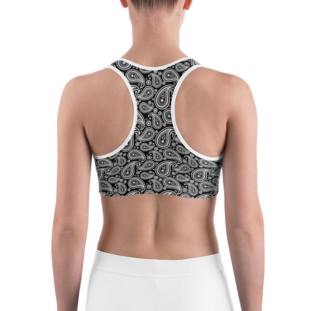 Black & White Paisley Sports Bra