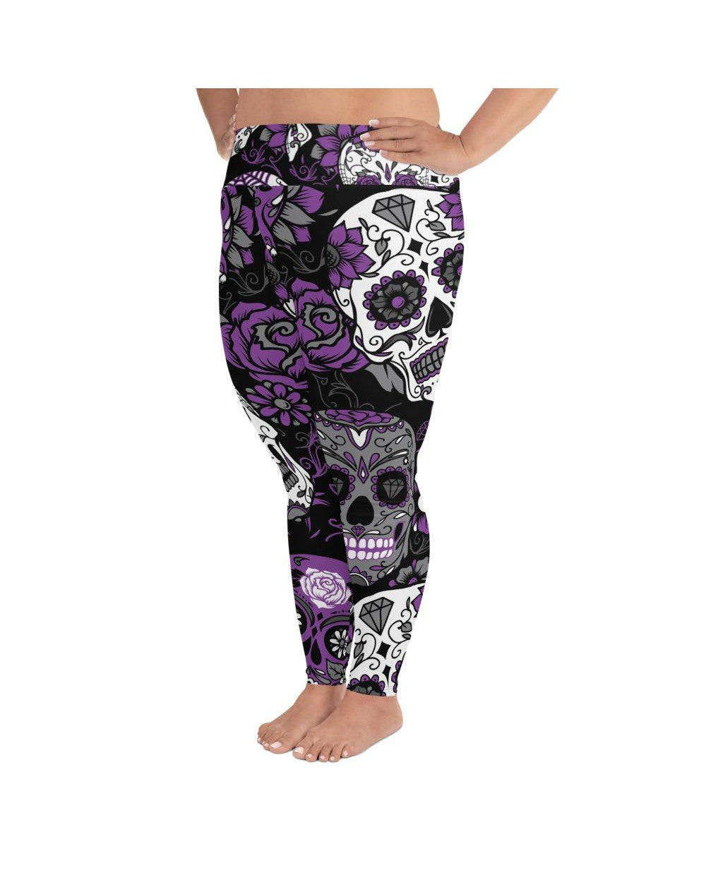 Purple Sugar Skull Plus Size Leggings