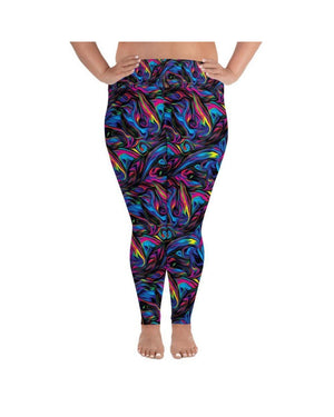 Gearbunch - Psychedelic Neon Paint Plus Size Leggings 