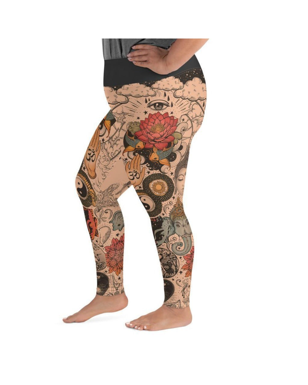 Tattooed Lotus Plus Size Leggings - Gearbunch