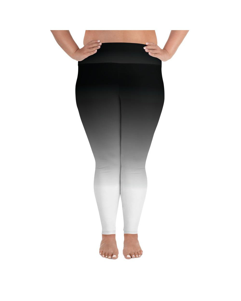 Ombre Black to White Plus Size Leggings Gearbunch