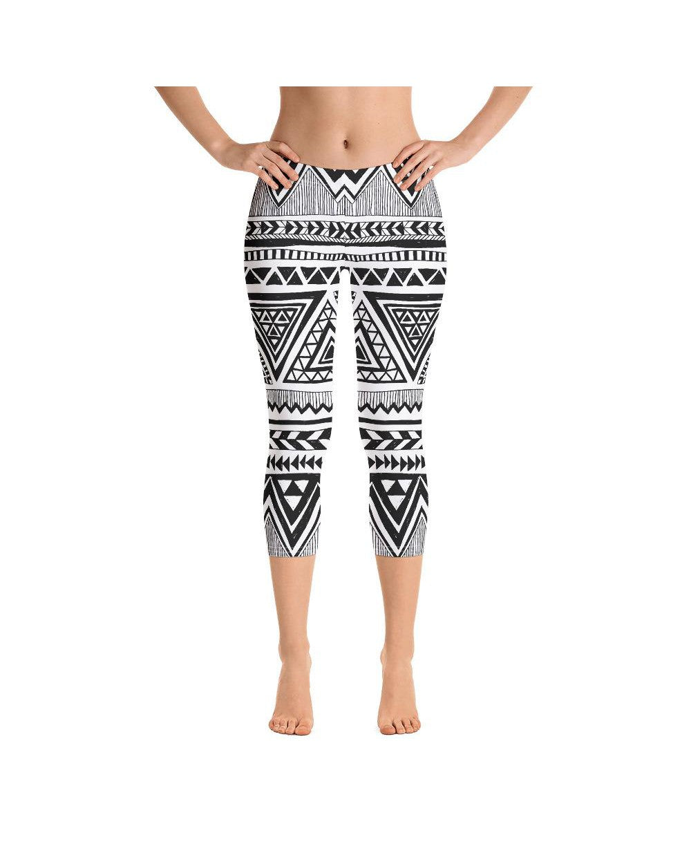Women's aztec pattern capris front view