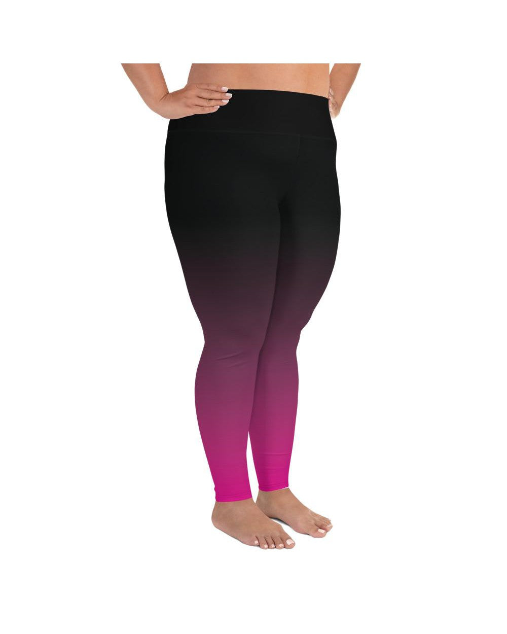 Ombre Black to Pink Plus Size Leggings