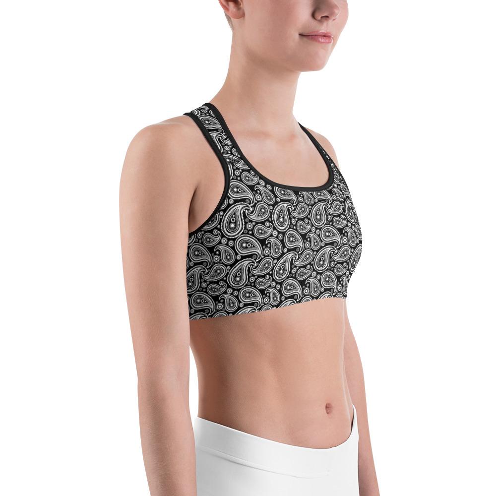 Black & White Paisley Sports Bra