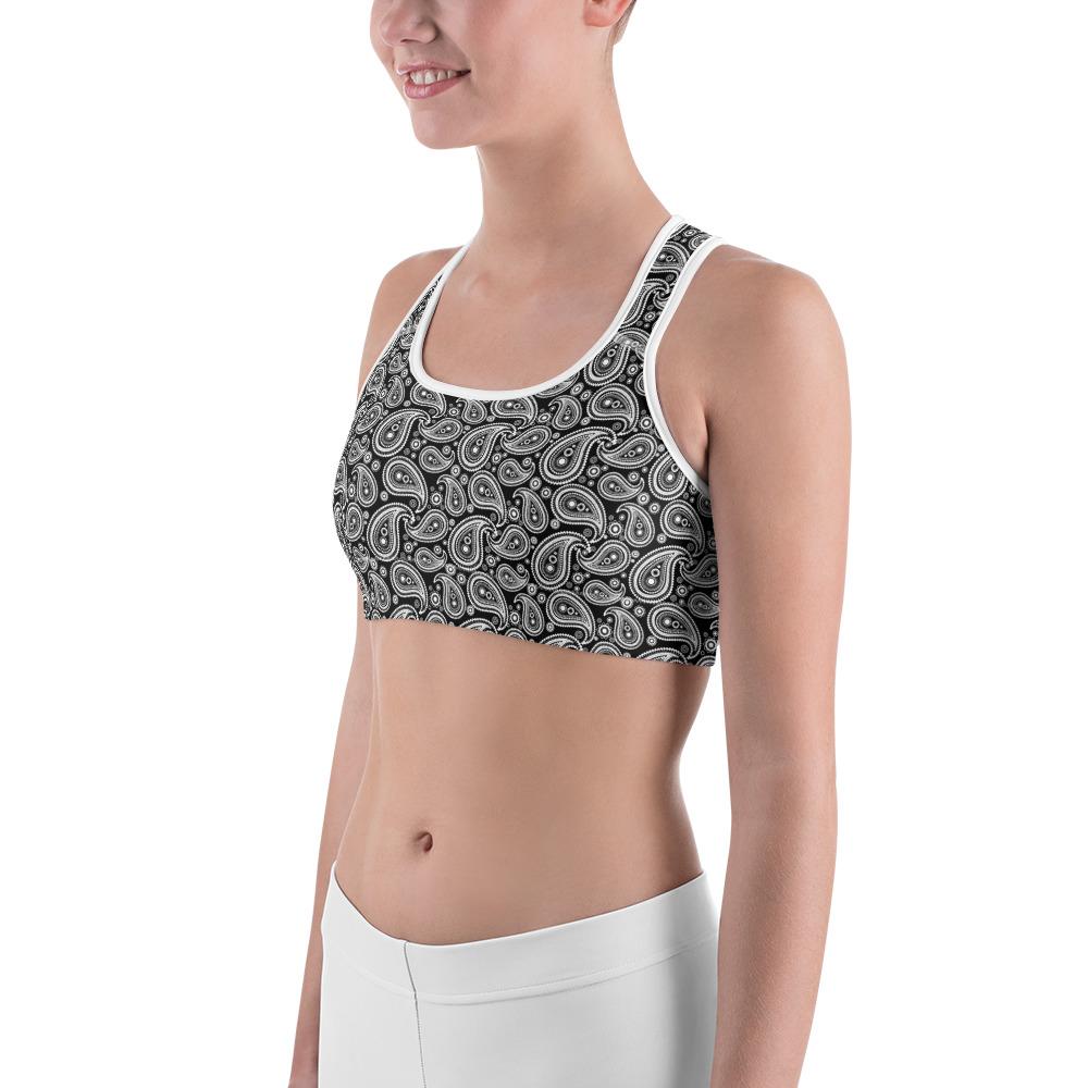 Black & White Paisley Sports Bra