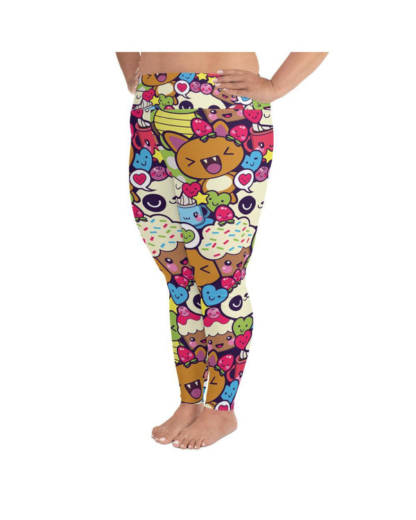 Women's happy kawaii printed leggings front view