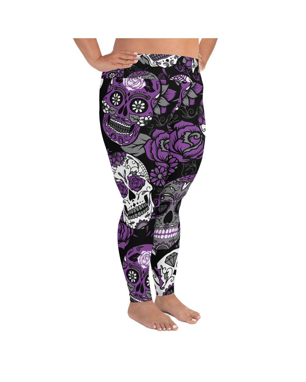 Purple Sugar Skull Plus Size Leggings