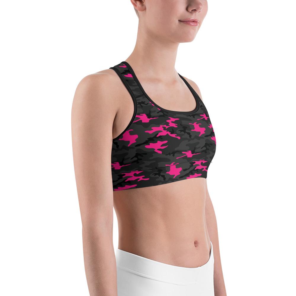 Pink camo sports bra online