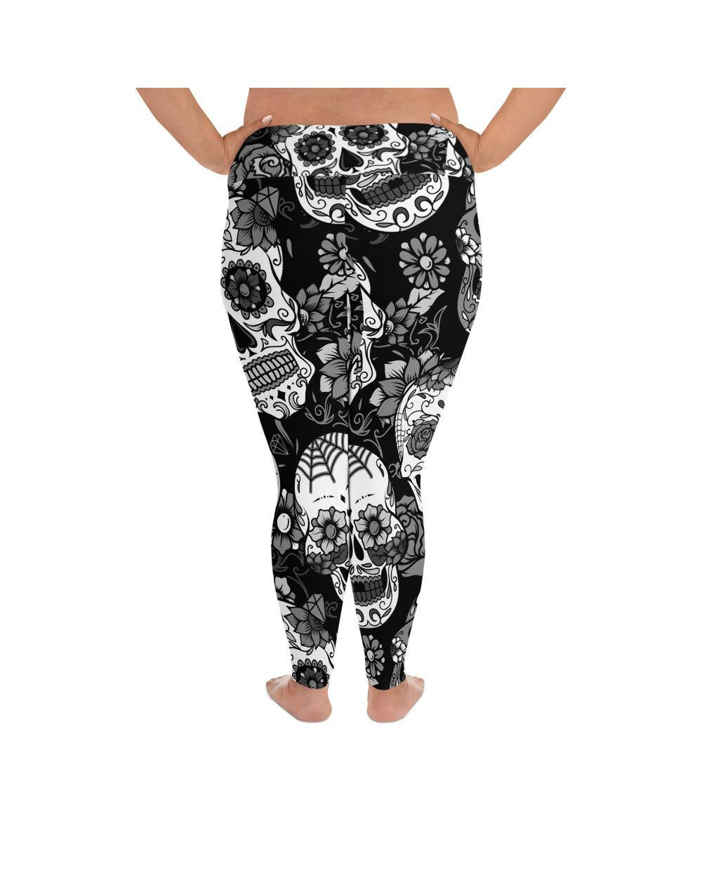 Black & White Sugar Skull Plus Size Leggings