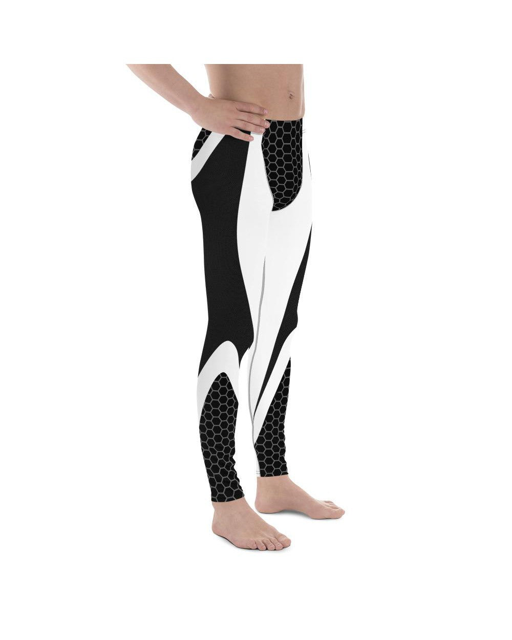 Black & White Honeycomb Carbon Meggings Men's Leggings Gearbunch