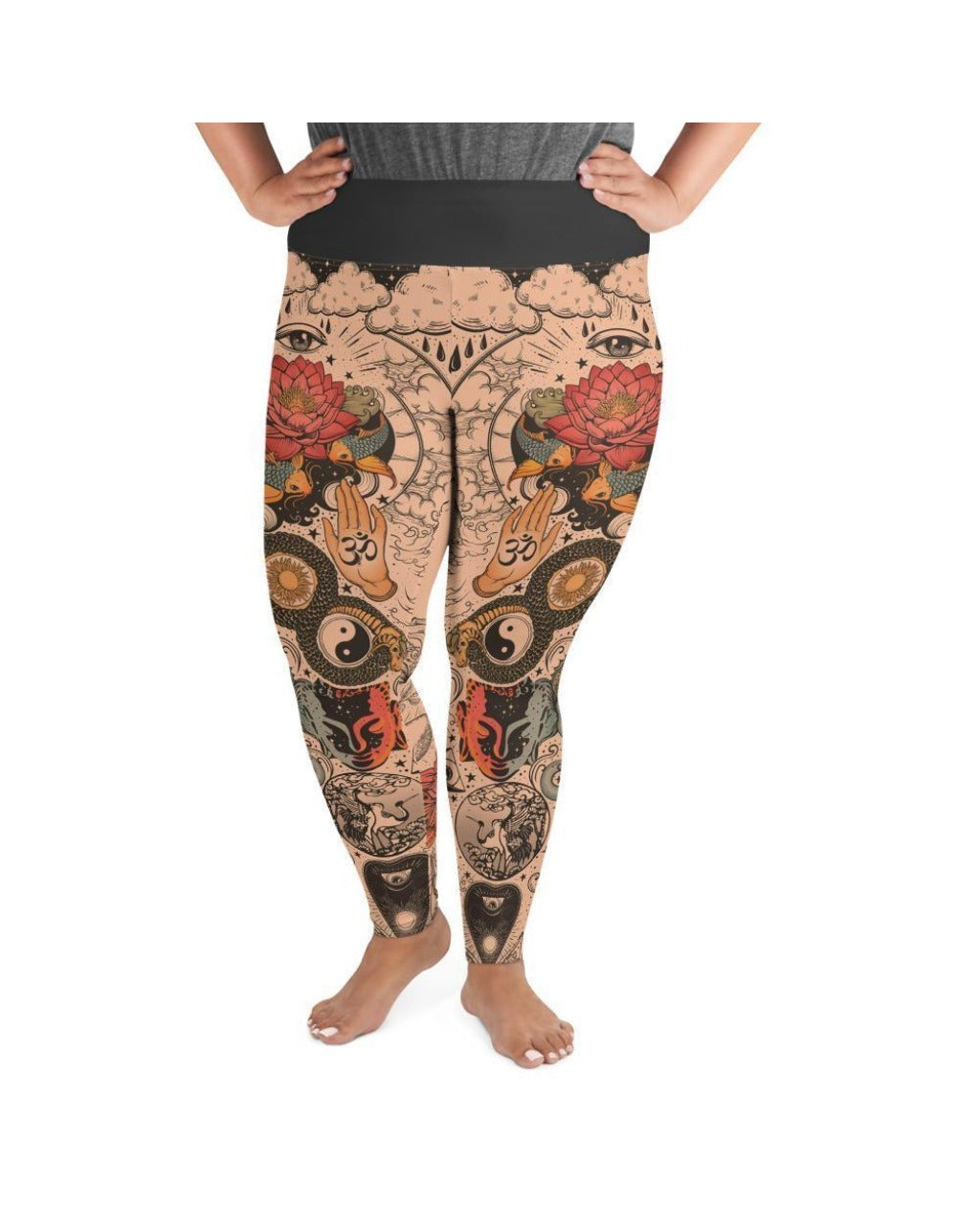 Tattooed Lotus Plus Size Leggings