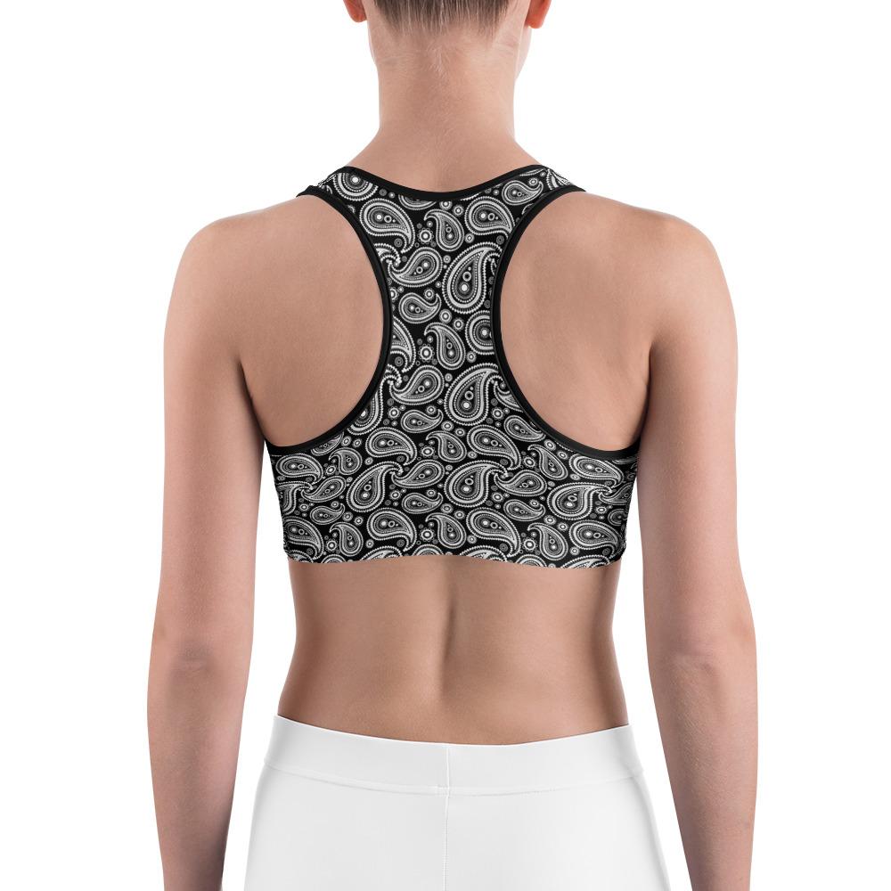 Black & White Paisley Sports Bra