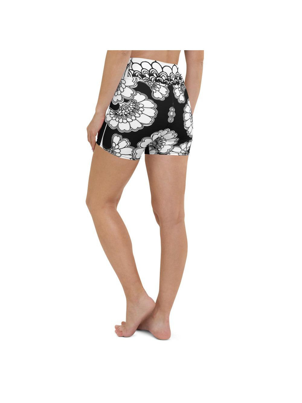 Japanese Floral Yoga Shorts Gearbunch