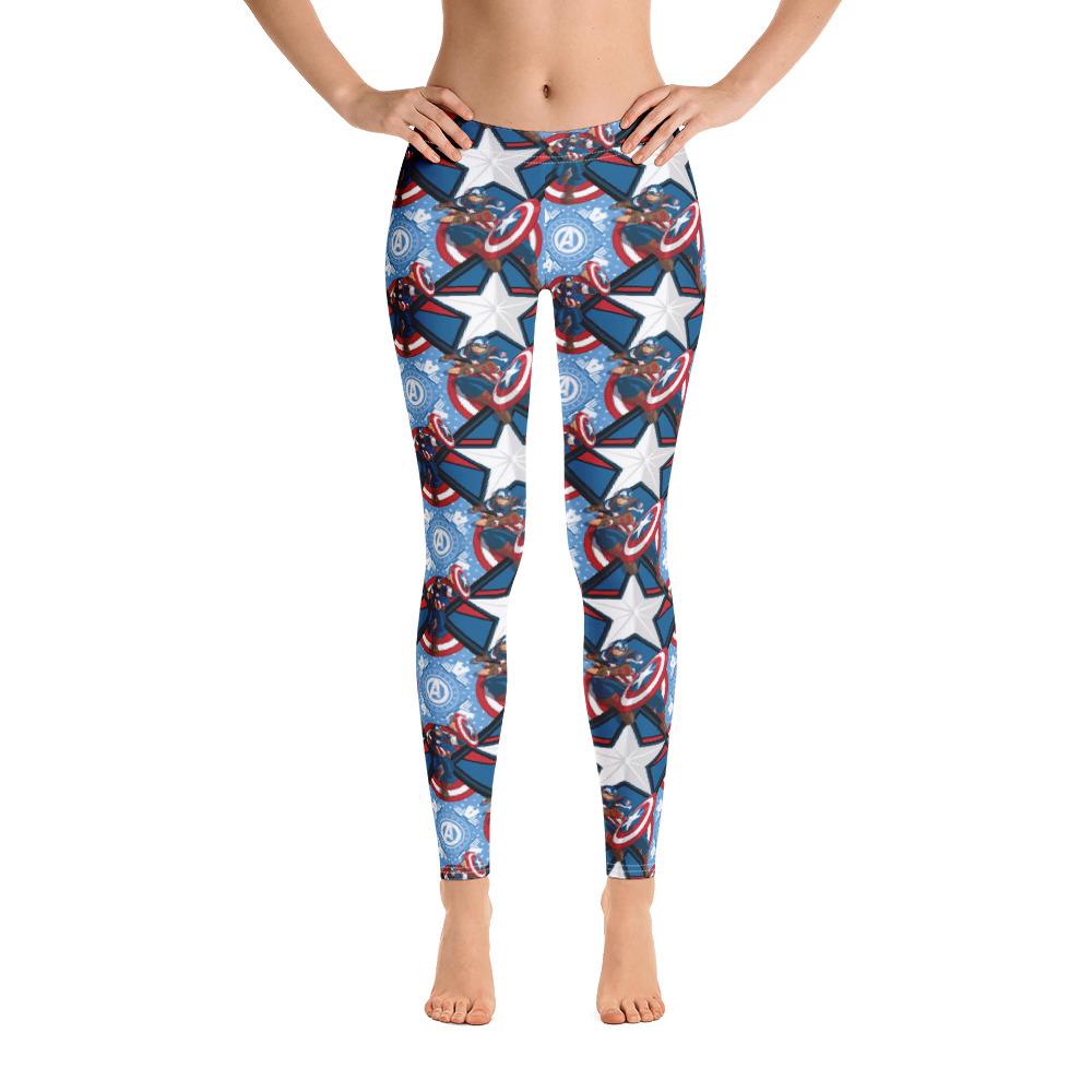 Women's Captain America pattern leggings front view