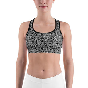 Black & White Paisley Sports Bra