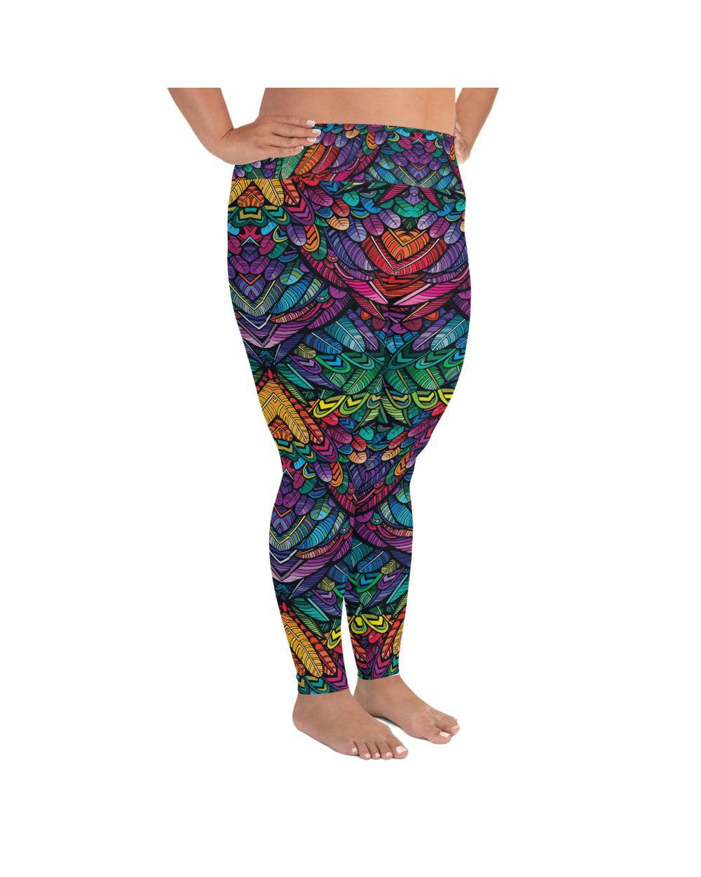 Colorful Feathers Plus Size Leggings