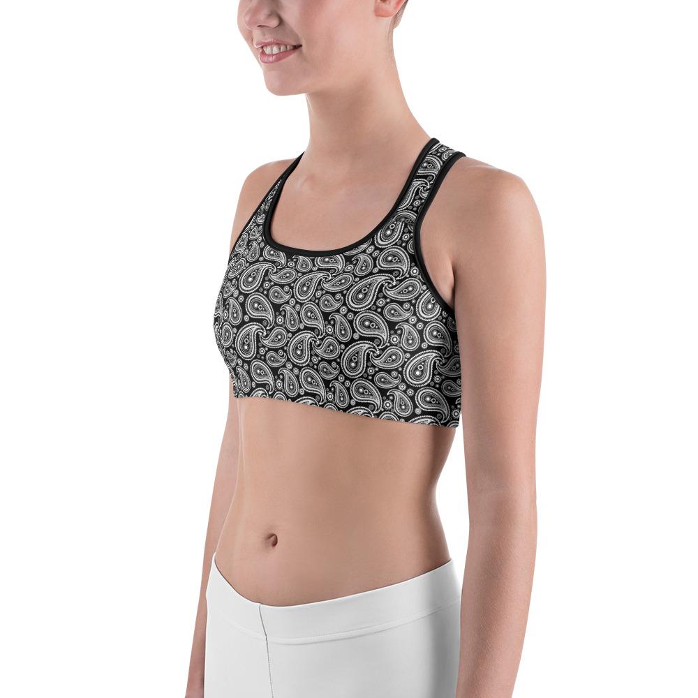 Black & White Paisley Sports Bra