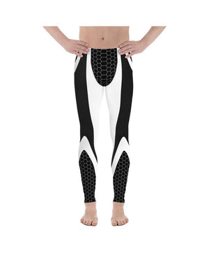 Black & White Honeycomb Carbon Meggings Men's Leggings Gearbunch