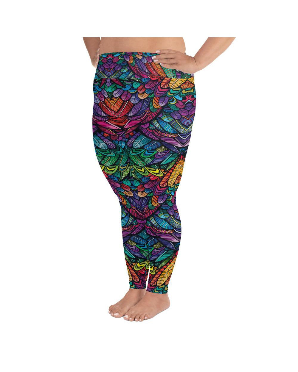 Colorful Feathers Plus Size Leggings