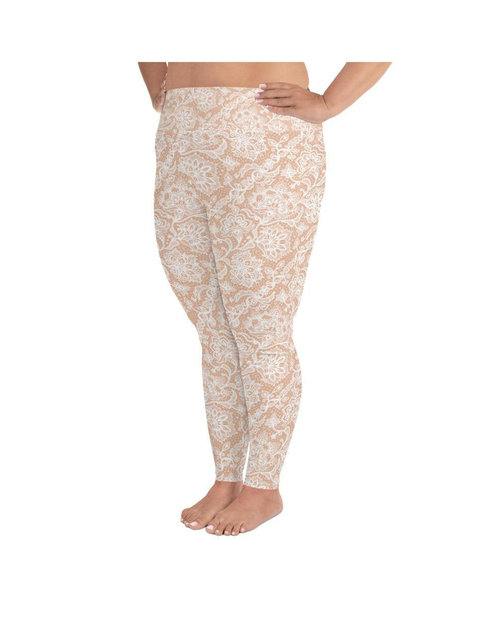 White Faux Lace Plus Size Leggings Gearbunch