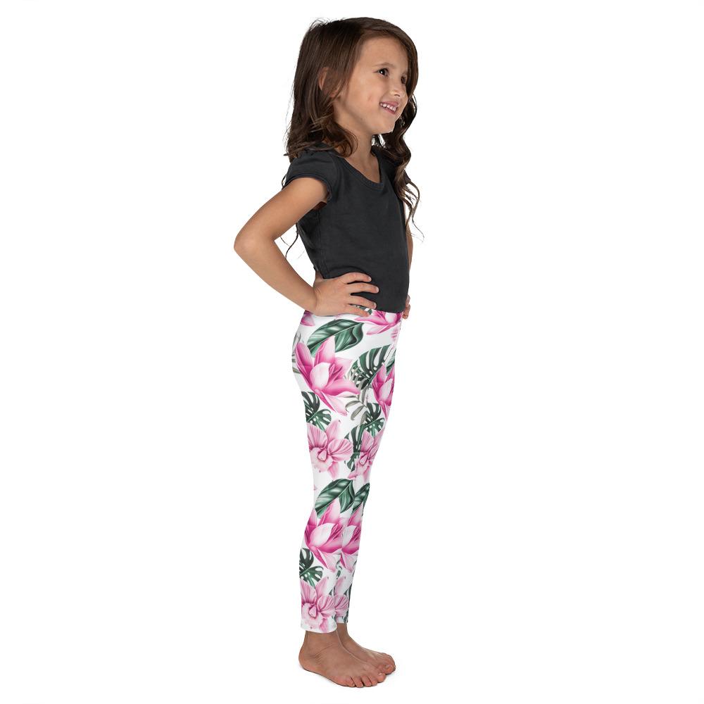 Tropical Floral White Kid's Leggings - Gearbunch