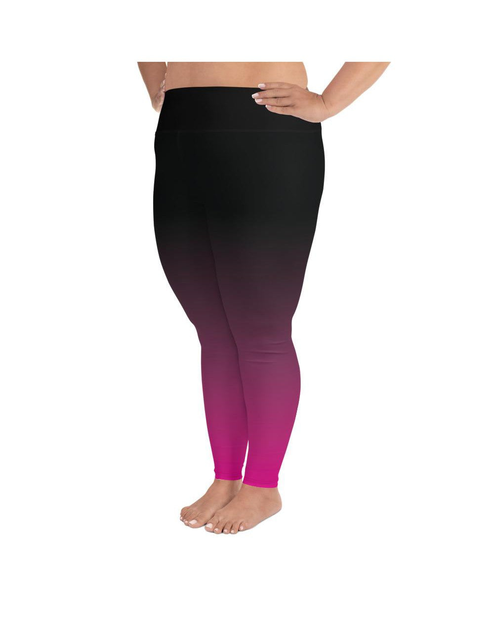 Ombre Black to Pink Plus Size Leggings