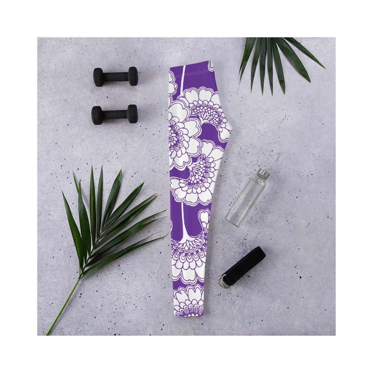 Purple Japanese Floral Leggings - Gearbunch