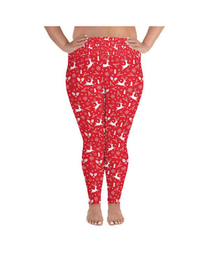 Red Reindeer Plus Size Leggings