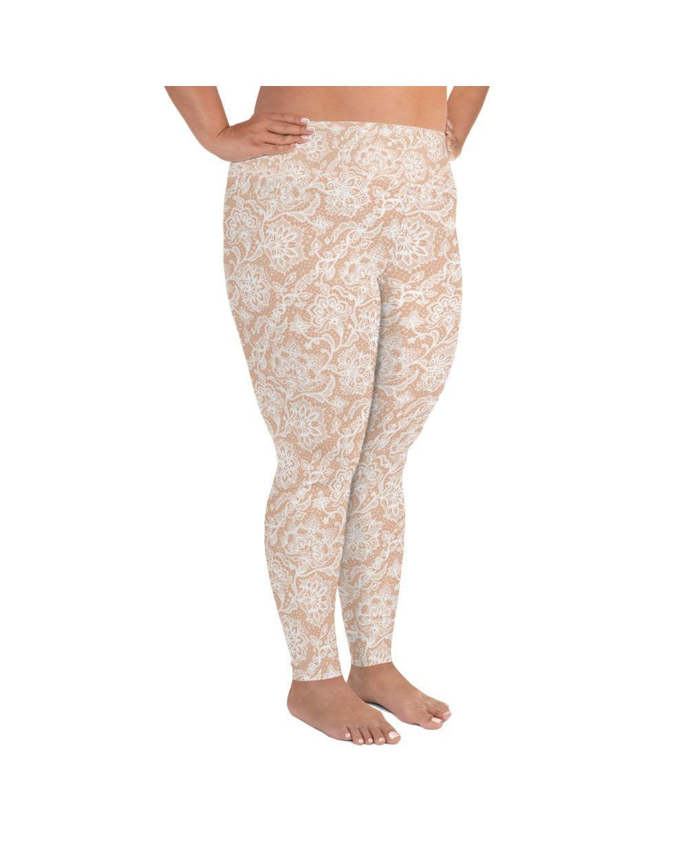 White Faux Lace Plus Size Leggings Gearbunch