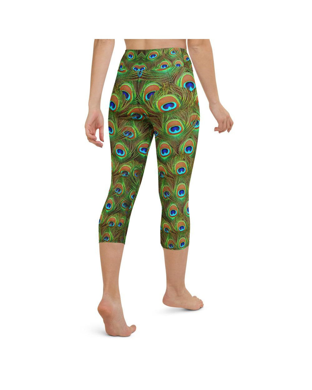 Peacock Feathered Yoga Capris - Gearbunch