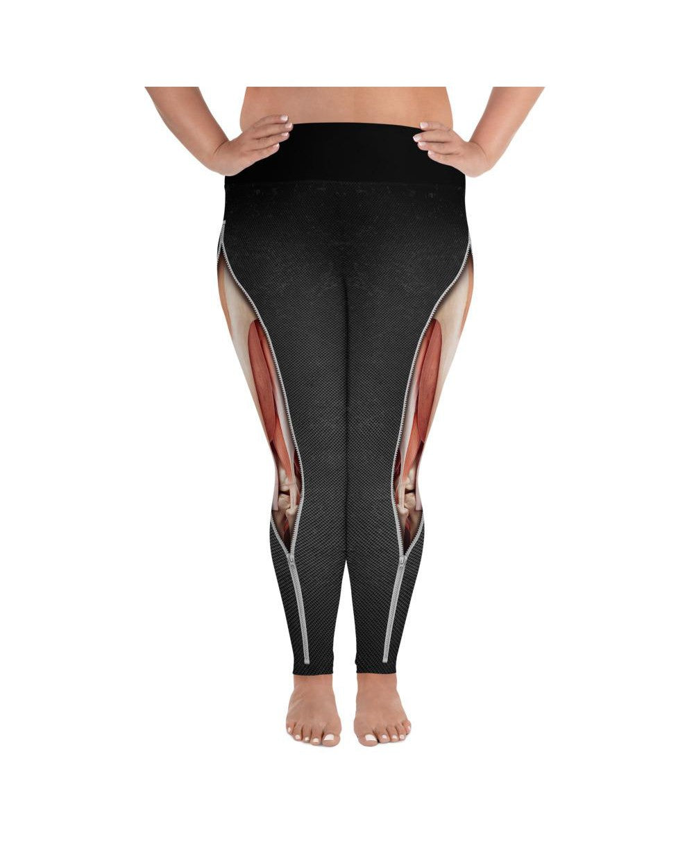 Realistic Muscles with Zipper Plus Size Leggings