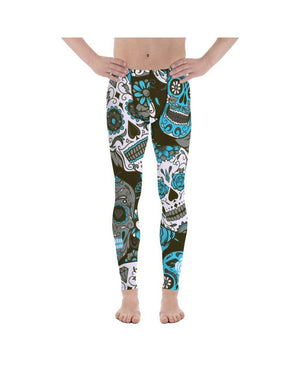 Sky Blue Sugar Skull  Meggings | Gearbunch