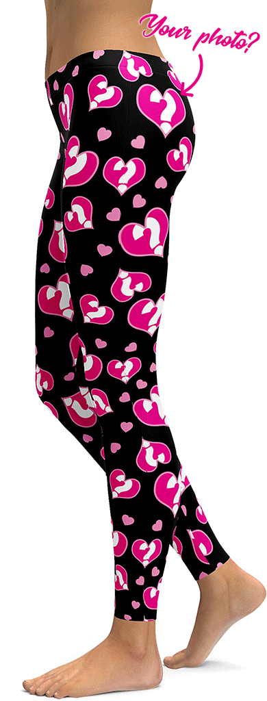 Women's personalized heart leggings front view